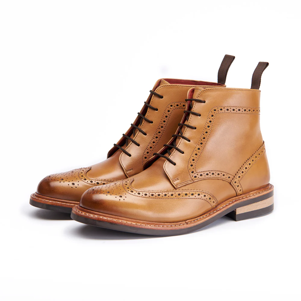 Country Brogue Boot - Tan - Image 3