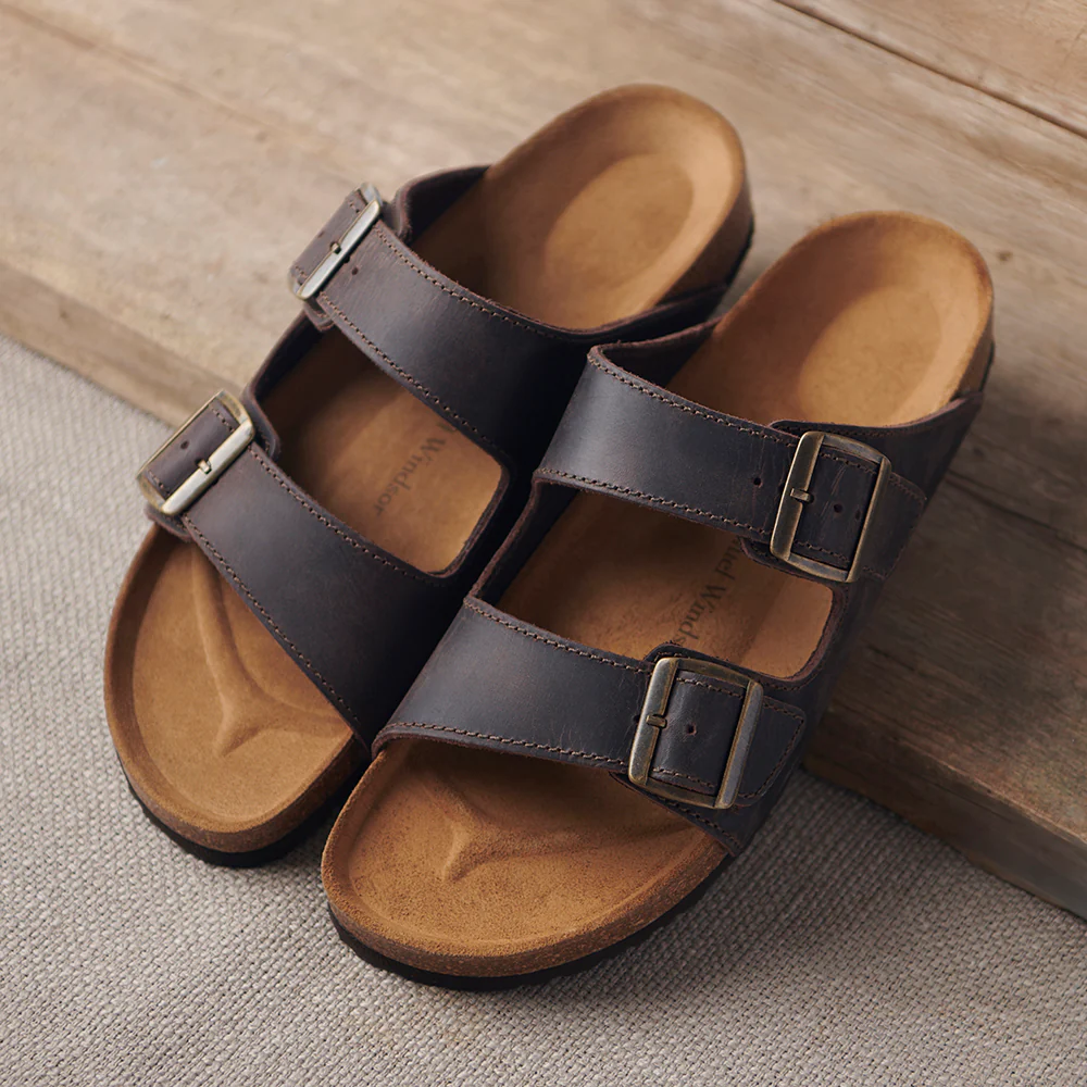 Leather Cork Sandal - Brown - Image 3