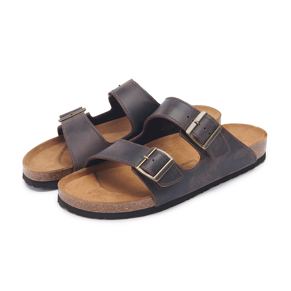 Leather Cork Sandal - Brown - Image 5