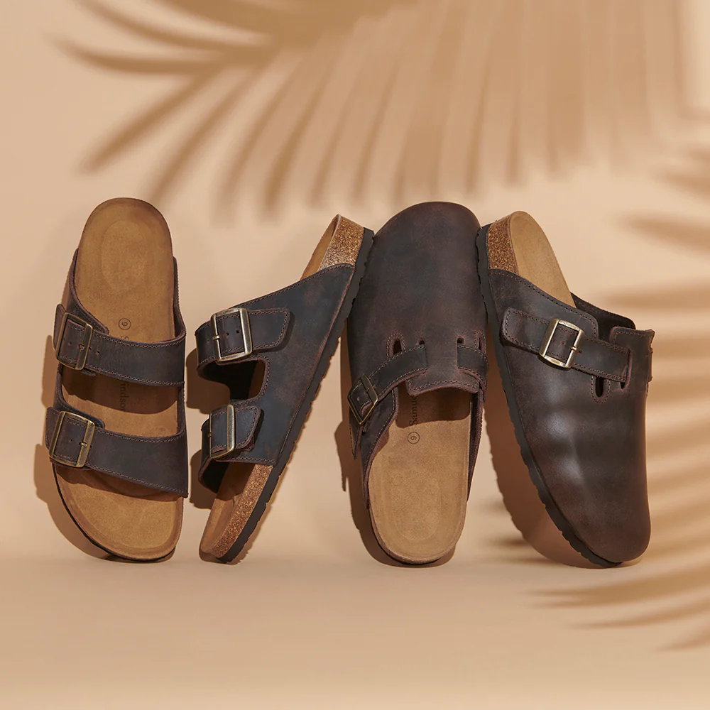 Leather Cork Sandal - Brown - Image 7