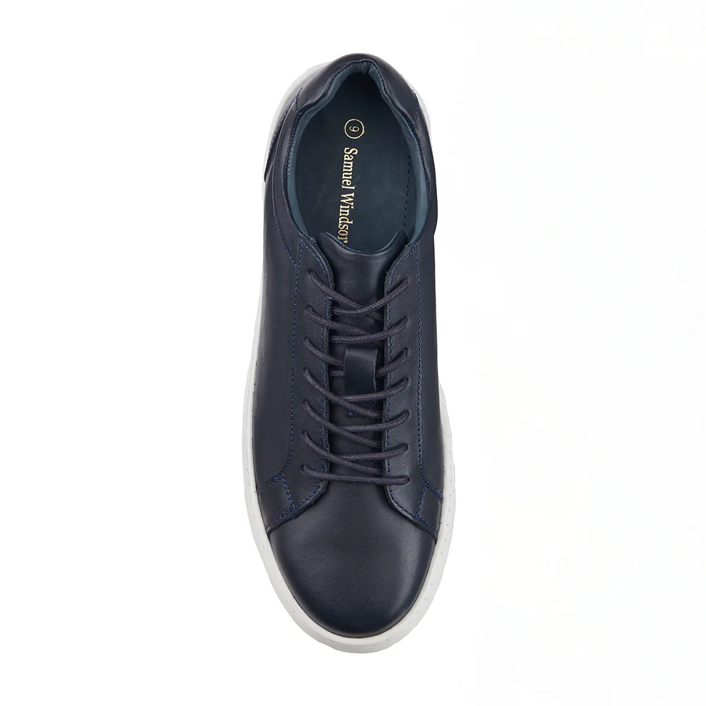 Leather Trainer - Navy - Image 4