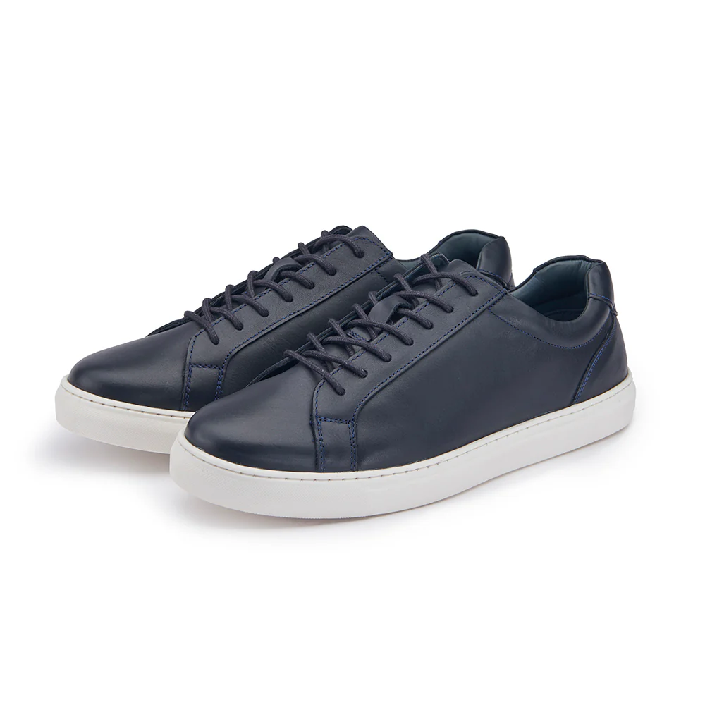Leather Trainer - Navy - Image 5