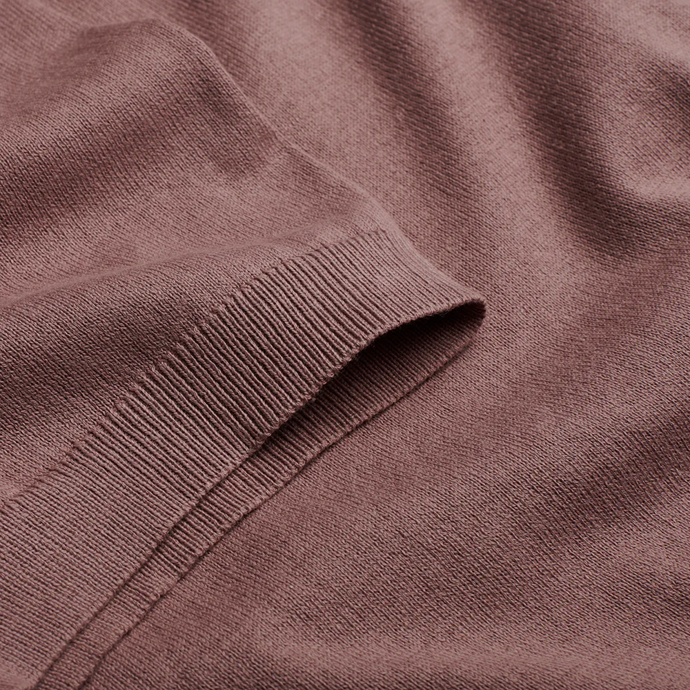 Open Collar Knitted Polo - Dusky Pink - Image 4