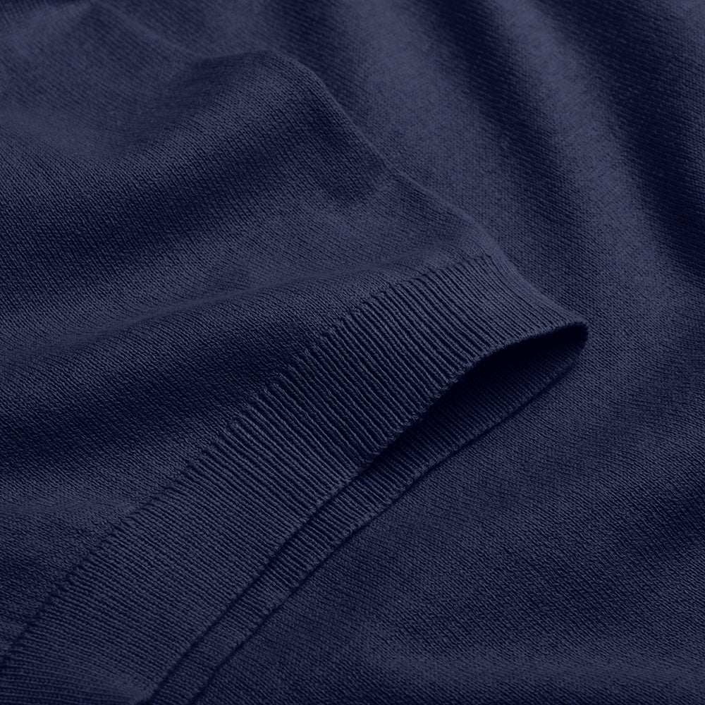 Open Collar Knitted Polo - Navy - Image 3