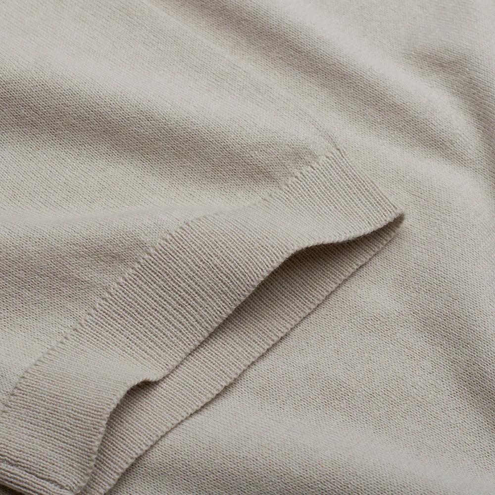 Open Collar Knitted Polo - Oatmeal - Image 8