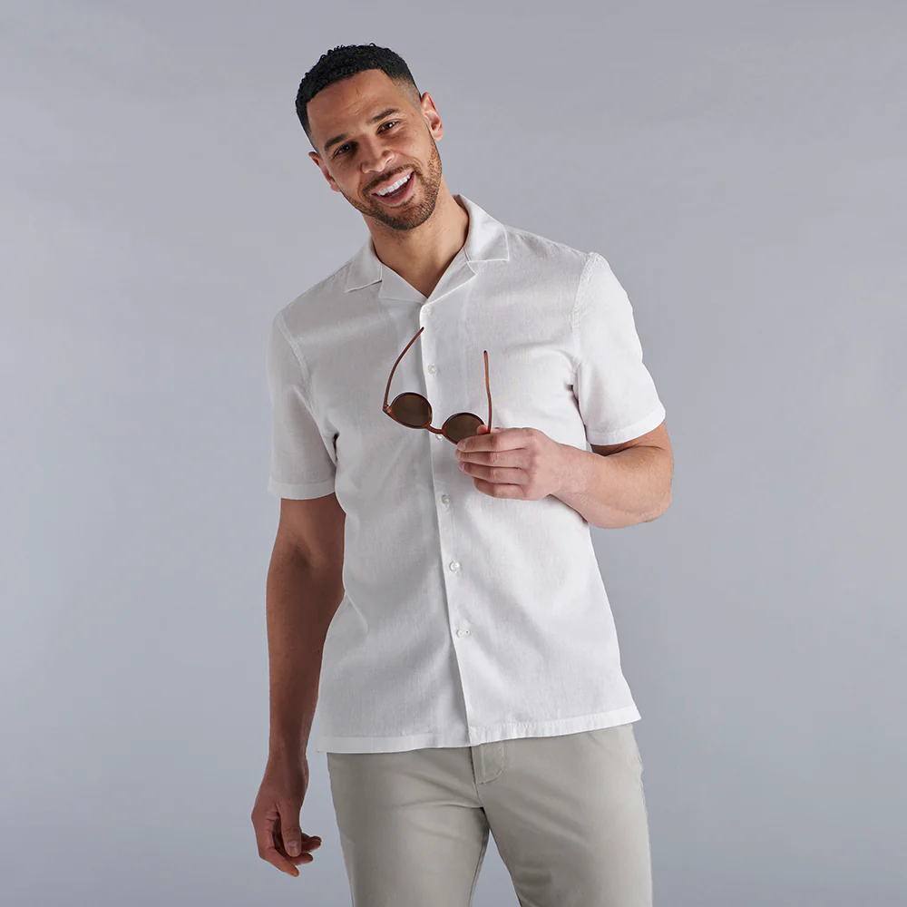Cuban Collar Linen-Rich Shirt - White - Image 10