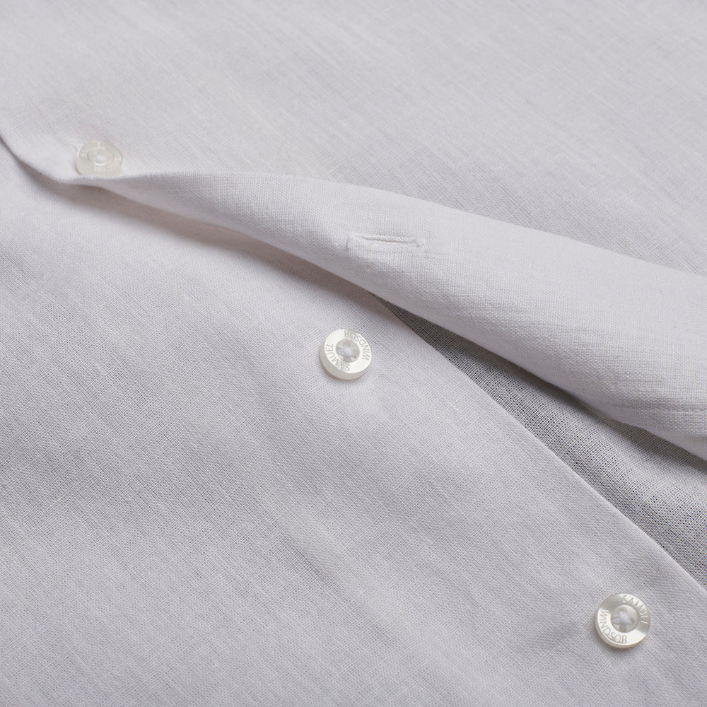 Cuban Collar Linen-Rich Shirt - White - Image 4