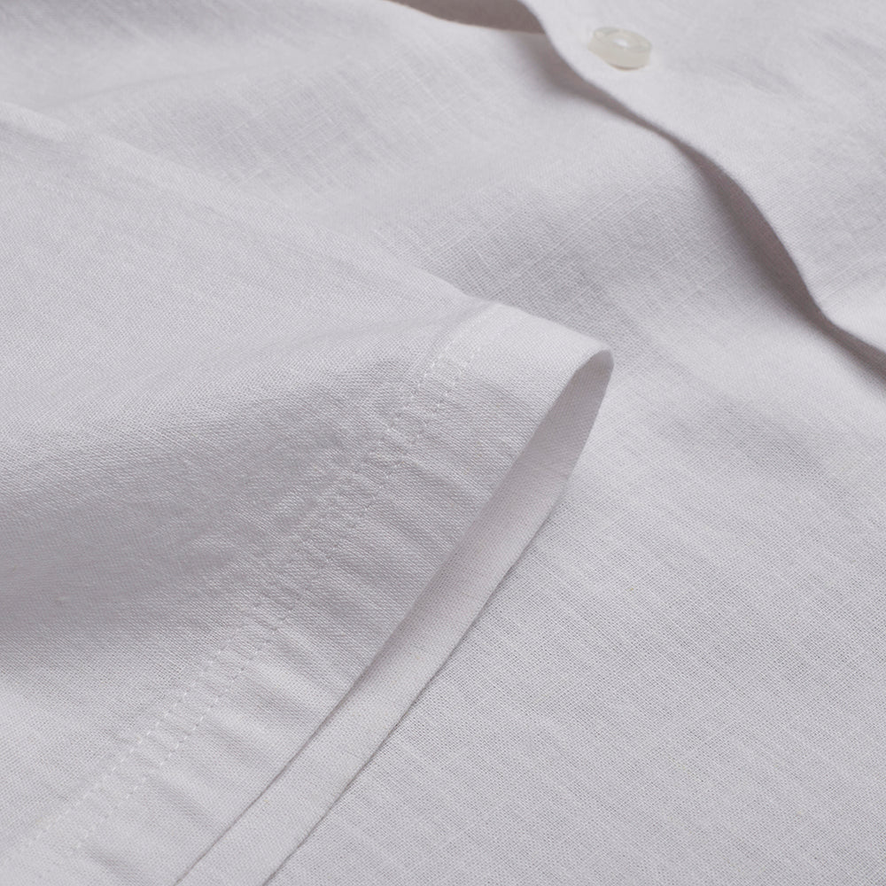 Cuban Collar Linen-Rich Shirt - White - Image 6