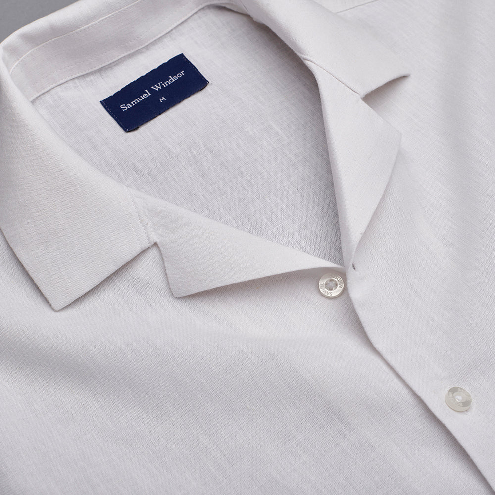 Cuban Collar Linen-Rich Shirt - White - Image 7