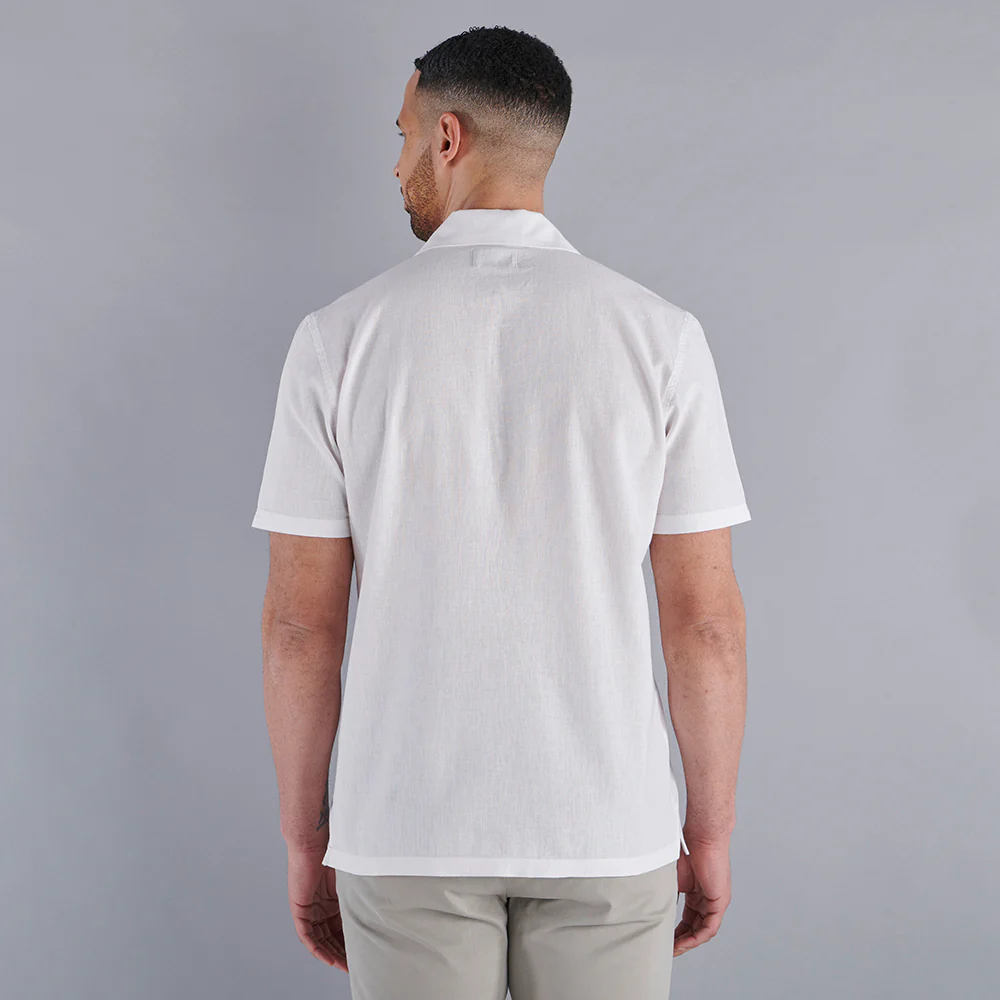 Cuban Collar Linen-Rich Shirt - White - Image 9