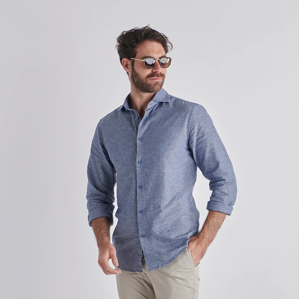 Linen Rich Shirt - Blue - Image 2