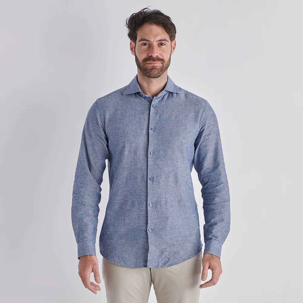 Linen Rich Shirt - Blue - Image 9