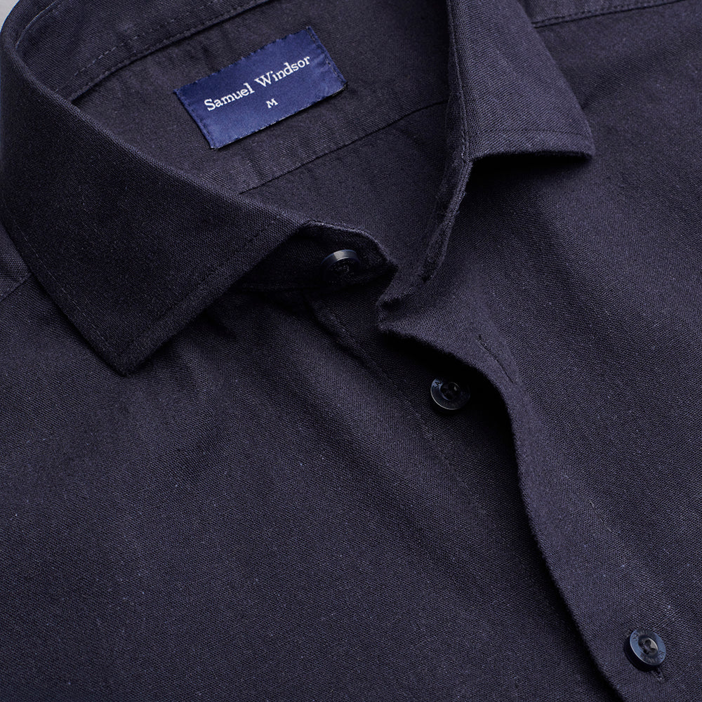 Linen Rich Shirt - Ink - Image 5