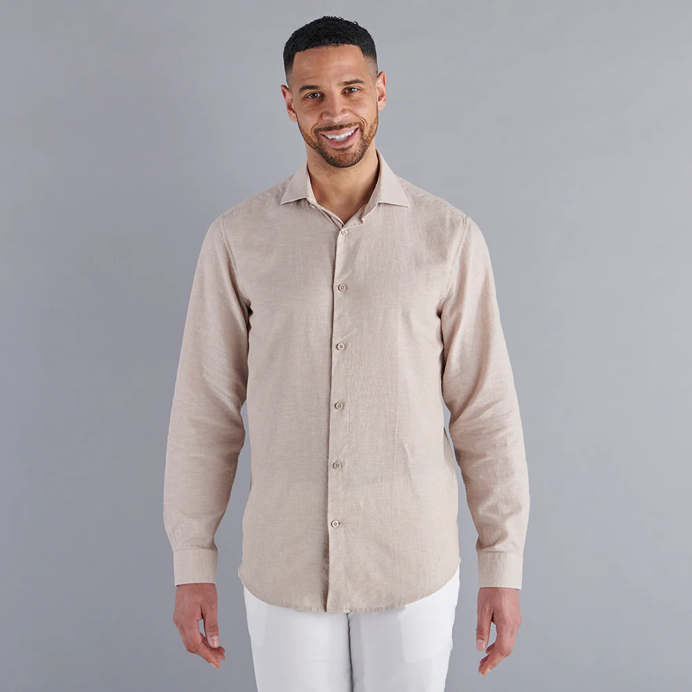 Linen Rich Shirt - Oatmeal - Image 10