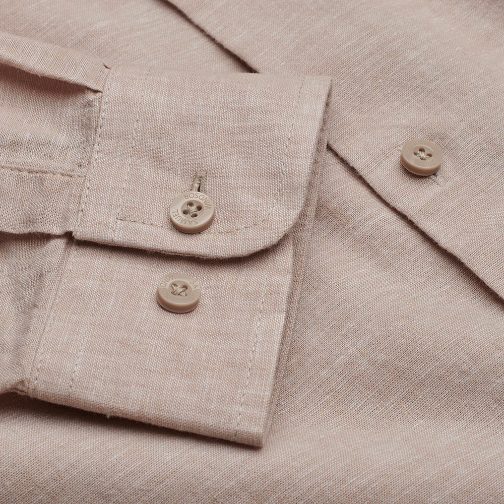 Linen Rich Shirt - Oatmeal - Image 4