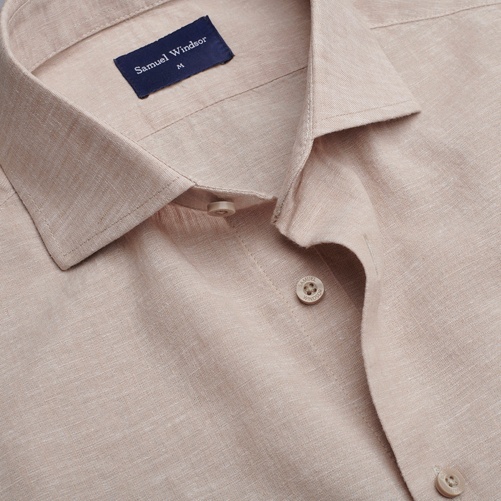 Linen Rich Shirt - Oatmeal - Image 5