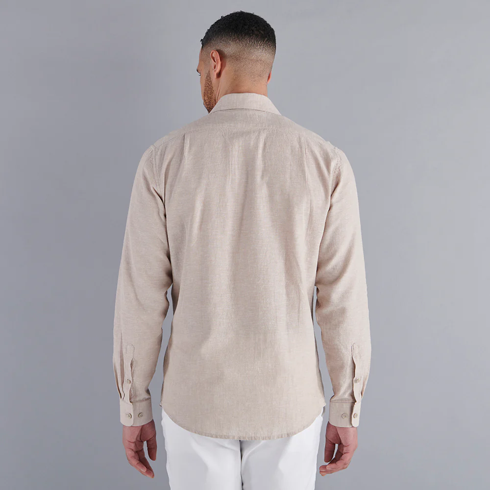 Linen Rich Shirt - Oatmeal - Image 8