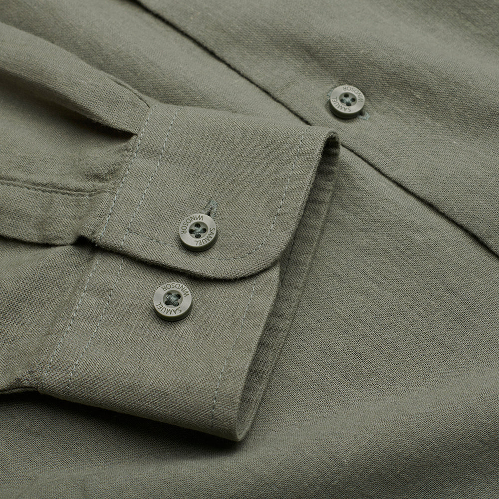 Linen Rich Shirt - Sage - Image 4