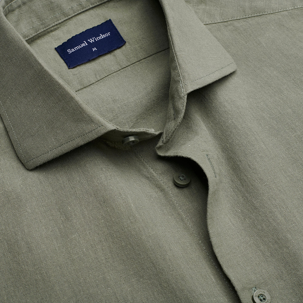 Linen Rich Shirt - Sage - Image 6