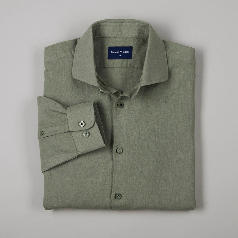 Linen Rich Shirt - Sage - Image 7
