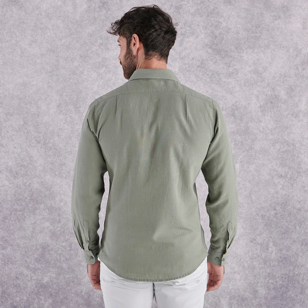 Linen Rich Shirt - Sage - Image 9