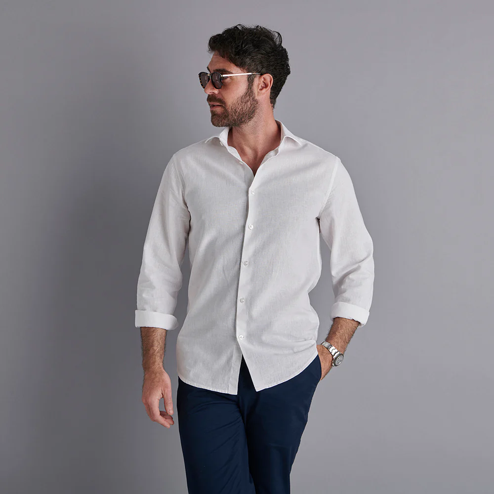 Linen Rich Shirt - White - Image 9