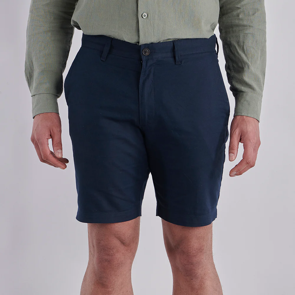 Linen Rich Shorts - Navy - Image 3