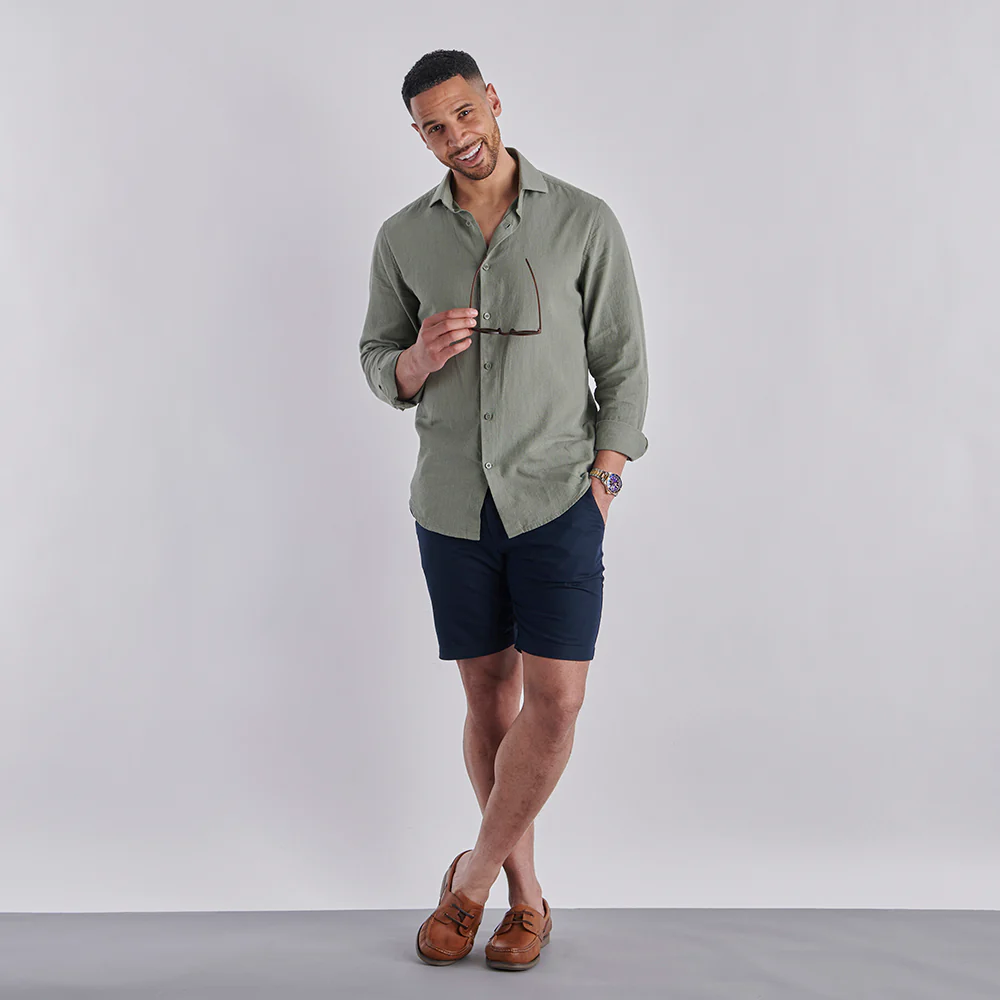 Linen Rich Shorts - Navy - Image 8