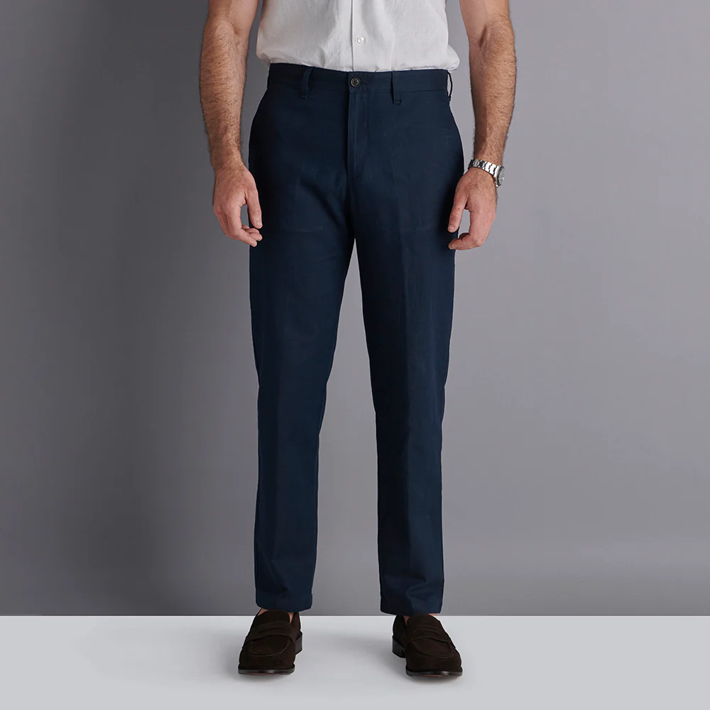 Linen Rich Trousers - Navy - Image 4