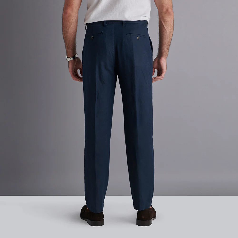 Linen Rich Trousers - Navy - Image 5