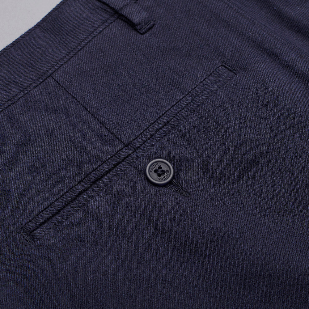 Linen Rich Trousers - Navy - Image 6